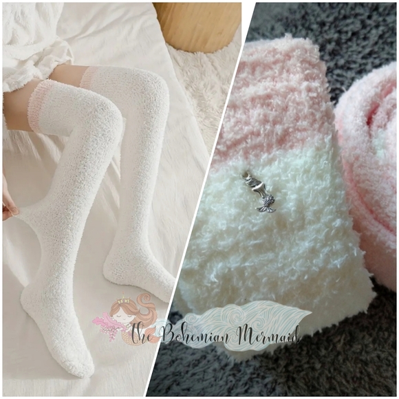 đNWTđ 2 PK PLUSH WINTER THIGH HIGH CLOUD SOCKS - Picture 3 of 7
